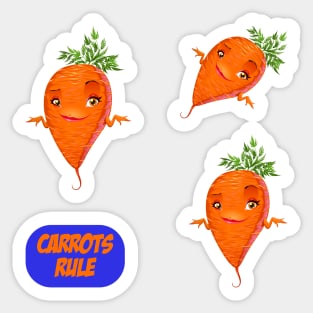 Cute Sassy Carrot Veggie Mascot Pack Sticker